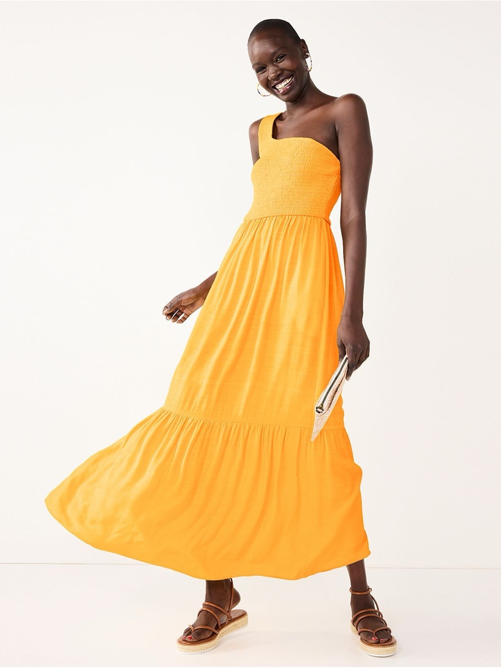 Bright Yellow One-Shoulder Resort Vacation Cruise Maxi Summer Dress size xl